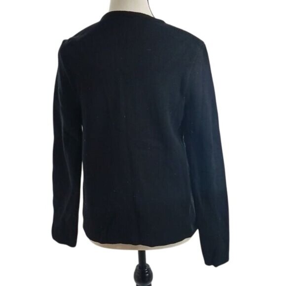 Chico's Cardigan Sweater Black White Knit Metallic One Button Womens Size XS - Picture 5 of 9
